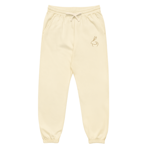 Pantalones deportivos Instinct Form Ivory, joggers crema claro con detalles elásticos y motivo de conejo.